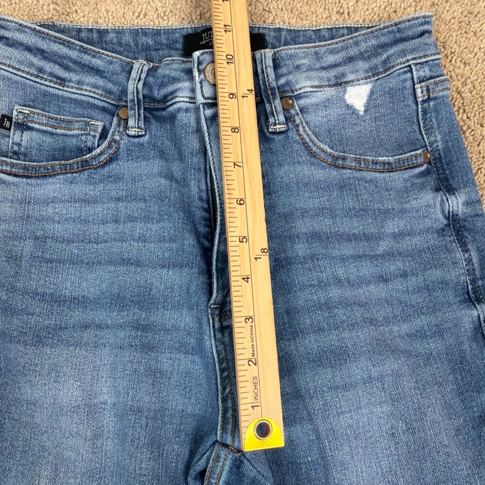 Judy Blue Jeans Womens 5/27 Blue Austin Tummy Control High Rise Ripped Knee - Picture 8 of 11
